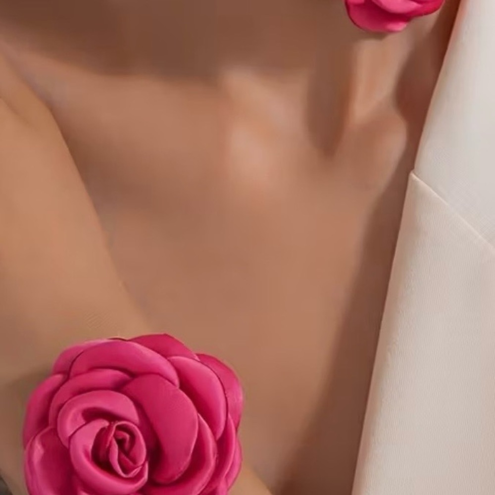 Made with a soft Pink Ribbon Choker Necklace and Bracelet